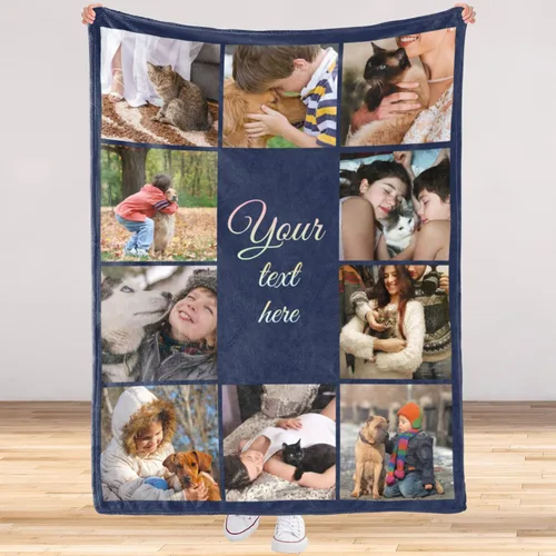 Vista 7 de Manta de collage de fotos personalizada, manta de diseño divertido, manta de fotos personalizadas, regalo facial para él, mantas de lujo ultrasuaves