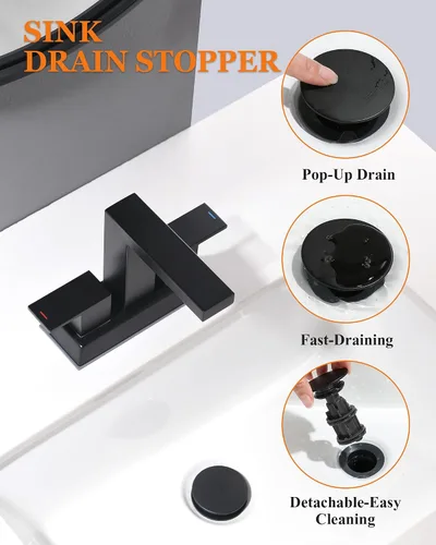 Vista 12 de Tohlar Grifo de lavabo de baño negro con 2 asas