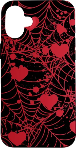 Vista 23 de Spiderweb Valentine's Day Hearts Gothic Goth Black Fairycore Case for iPhone 17