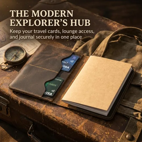 Vista 7 de Rustique 3-in-1 Leather Field Notes Cover Set with Card Holder Wallet & Free Notebook Gift Boxed Pocket Travel Journal Organizer for Moleskine