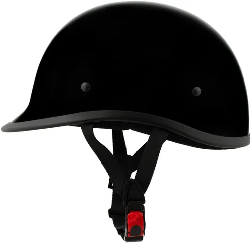 Vista 7 de Milwaukee Helmets MPH9751DOT Gloss Black Polo Style DOT Motorcycle Half Face Bikers Helmet