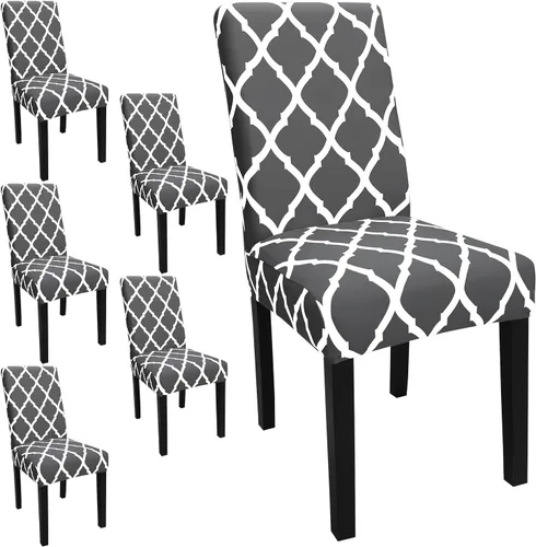 Vista 50 de Fundas para sillas de comedor, juego de 2 fundas, con patrón elástico Parsons, de elastano, extraíbles y lavables, protector para sillas de cocina