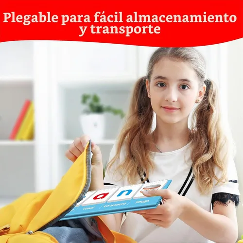 Vista 6 de CVC Word Flip Chart - 40 Tarjetas de doble cara con palabras de vocal corta, independiente, herramienta educativa de aprendizaje para suministros