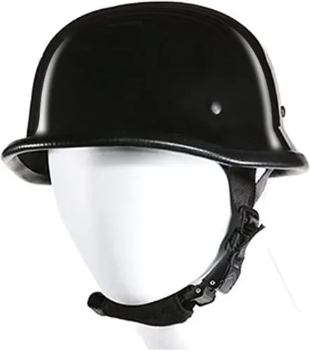 Vista 4 de Gorra alemana con diseño de calavera con acabado negro brillante básico con correa ajustable para la barbilla