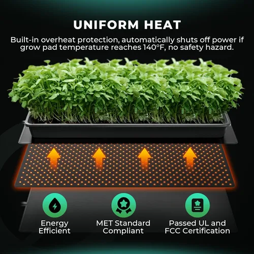 Vista 3 de MARS HYDRO Alfombrilla térmica de plántulas de 10 x 20.75 pulgadas con termostato combinado, almohadilla térmica para germinación, jardinería