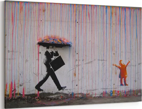 Vista 24 de MGSBCXN Arte de Pared en Lienzo Colorido Graffiti Banksy Póster Impresiones Un Niño Detrás de la Cortina Imagen Obra de Arte Abstracto Arte