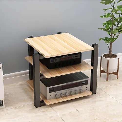 Vista 11 de Soporte para medios AV, estantería audiovisual, gabinete estéreo, torre de estante de audio, gabinete de consola de reproductor de discos, estantes