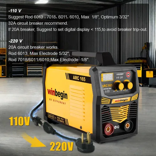 Vista 5 de Máquina de soldadura por arco de 110 V/220 V, pantalla digital, varilla máxima de 165 A 5/32 pulgadas, soldador de palo resistente, soldadura fácil