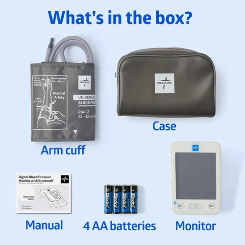 Vista 6 de Monitor de Presión Arterial Bluetooth Medline, Brazalete Universal para Parte Superior del Brazo, Pantalla LCD Digital, Integración con Aplicación