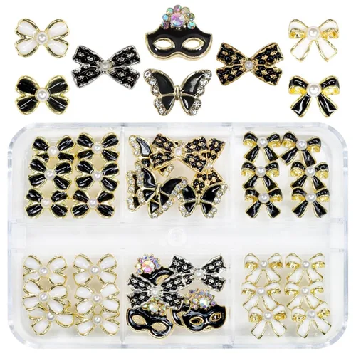 Vista 20 de 24 piezas de piedras brillantes negras para uñas, dijes de uñas de lujo, dijes de corazón negro de jet para uñas, gemas grandes de 3D para uñas