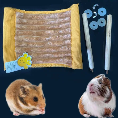 Vista 6 de Hamaca cálida para hámster, ratón, rata, columpio colgante, jaula de conejillo de indias, ropa de cama pequeña para mascotas, jaula de doble capa