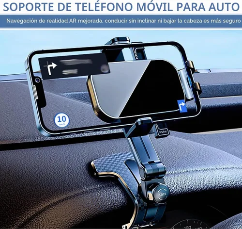Vista 6 de Soporte de teléfono para salpicadero, ajuste multiángulo, sin ruido, soporte de navegación antivibraciones, soporte de clip de resorte portátil