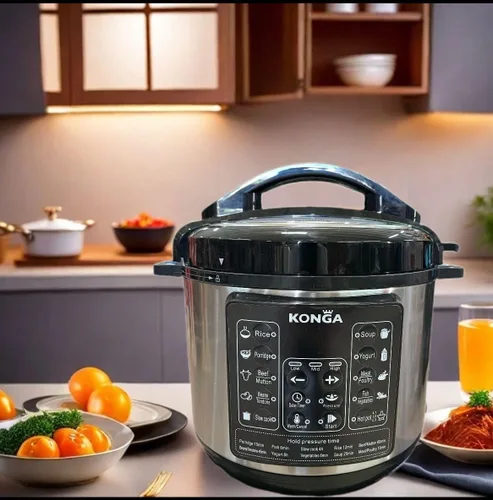 Vista 4 de Olla a presión eléctrica, olla multifunción de 5 L, olla arrocera 8 en 1, máquina de sopa, negro/acero inoxidable