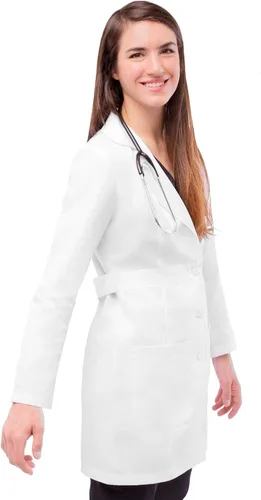 Vista 3 de Adar - Abrigos de laboratorio universales para mujer, abrigo de laboratorio con cinturón de 33 pulgadas