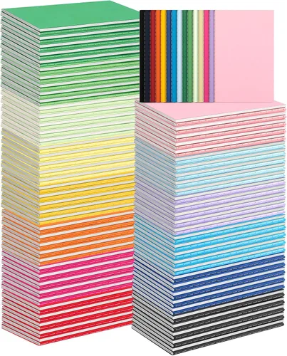 Vista 8 de Paquete de 150 mini cuadernos coloridos de bolsillo en blanco, diarios a granel, cuadernos pequeños de 3.5 x 5.5, 30 hojas/60 páginas, mini