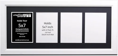 Vista 39 de Creative Picture Frames Marco de Fotos Negro con 2 Aberturas de Vidrio que Contiene Fotografías de 5 por 7 Pulgadas con Paspartú Negro de 10X12