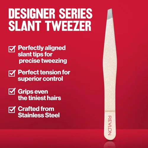 Vista 3 de Revlon Designer Series - Pinzas inclinadas de alta precisión, hechas con acero inoxidable de larga duración, 1 unidad