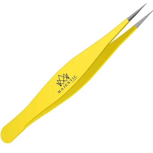 Vista 7 de Majestic Bombay Pinzas de punta fina para mujeres y hombres – Eliminar astillas, garrapatas, vello facial, cejas y vello encarnado – Pinzas