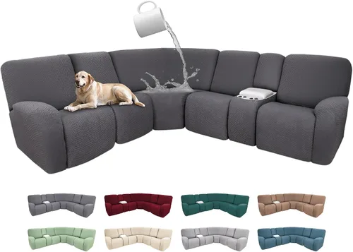 Vista 50 de Fundas de sofá reclinable seccional 100% impermeables para sofá reclinable en forma de L, funda de sofá modular de esquina en forma de L, fundas