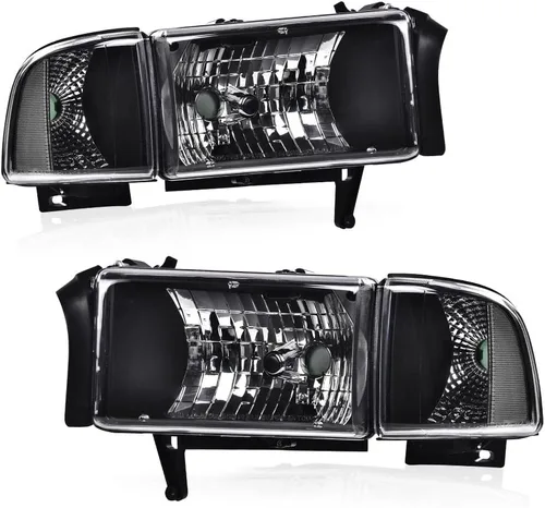 Vista 24 de PIT66 Conjunto de faros LED para Dodge Ram 1500 2500 3500 1994-2002 Reflector ámbar con carcasa negra