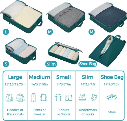 Vista 70 de BAGAIL 4 Set/6 Set Ultraligero Compresión Embalaje Cubos Organizador de Embalaje para Accesorios de Viaje Equipaje Maleta Mochila