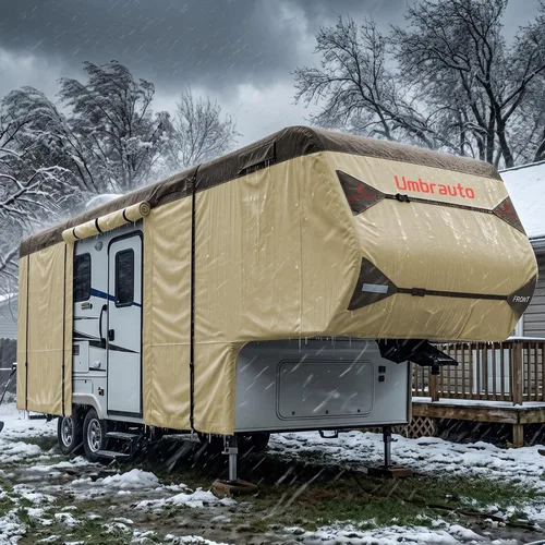 Vista 12 de Cubierta para camioneta camper para campers deslizables de 6–8 pies – Cubierta impermeable para RV Oxford 300D, con revestimiento plateado