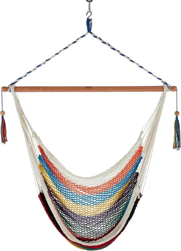 Vista 13 de Bliss Hammocks BHC-412FR - Silla hamaca con flecos de cuerda de isla de 40 pulgadas con herrrajes para colgar y barra separadora, para usar al aire