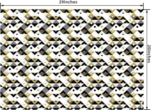 Vista 7 de Papel de regalo plegado negro, blanco y dorado, diseño mate, estrellas, rayas, ondulaciones, cuadros para cumpleaños, Navidad, graduaciones, bodas