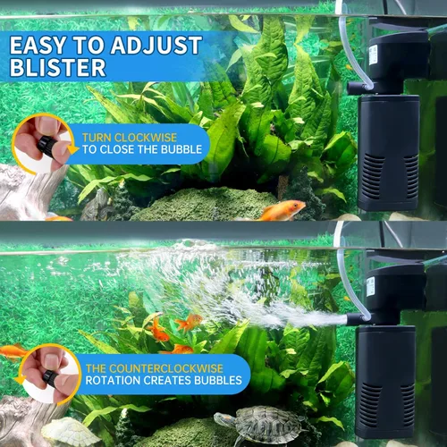 Vista 5 de coospider-repta Filtro de Tanque de Peces para Tanque de 15-40 Galones, 160 GPH Filtros Internos de Acuario Cristalinos y Potentes Sistema de Bomba