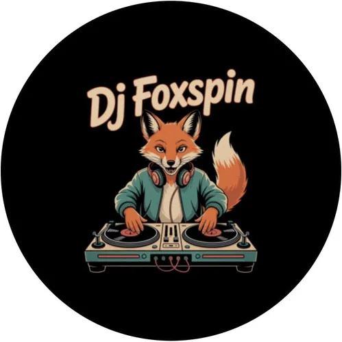 Vista 3 de DJ Foxspin - Tocadiscos retro de Fox Music Producer Scene PopSockets Adhesivo PopGrip