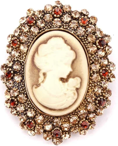 Vista 21 de LUREME Vintage Elegante Dama Victoriana Belleza Cameo con Broche de Cristal Pin (br000017)