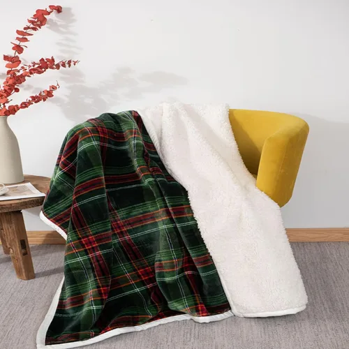 Vista 7 de Manta de Navidad Sherpa para adultos, manta de franela de forro polar, 50 x 60 pulgadas, mullida, suave, beige, para sofá, cama, para mujeres