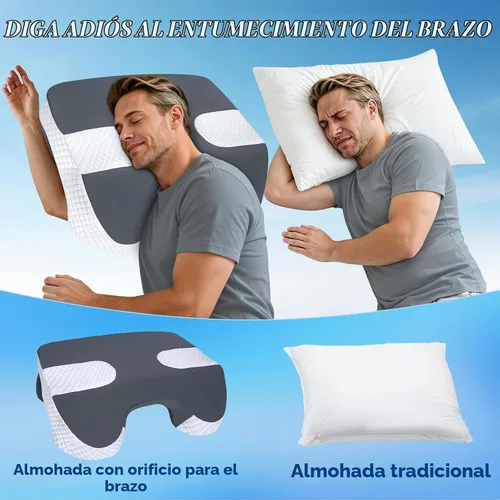 Vista 8 de Almohada para dormir lateral con orificios para los brazos, sistema de Gris