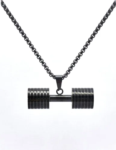 Vista 2 de Jewelry - Collar con colgante de cadena de mancuernas de acero inoxidable para hombre y mujer