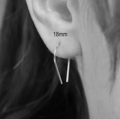 Vista 4 de Aretes pequeños de plata de ley 21 GA de 0.472 in con gancho de arco de herradura