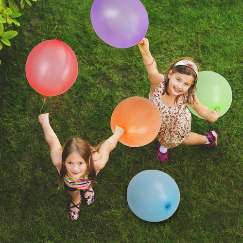 Vista 6 de RUBFAC Globos de perforación, globos de cumpleaños para niños, 25 bolas hinchables de neón gruesas y resistentes para fiestas, bolsas de regalo
