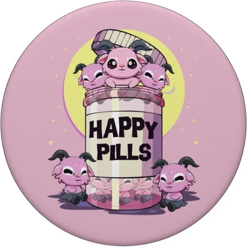 Vista 3 de Pastel Goth Kawaii Lindo Happy Pills Baphomet PopSockets intercambiables PopGrip