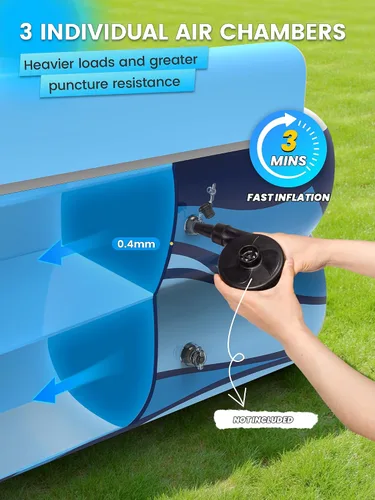 Vista 5 de VISTOP Piscina inflable para adultos o niños con asientos/portavasos, grandes y gruesos, piscina fresca para la familia, piscina de agua inflable