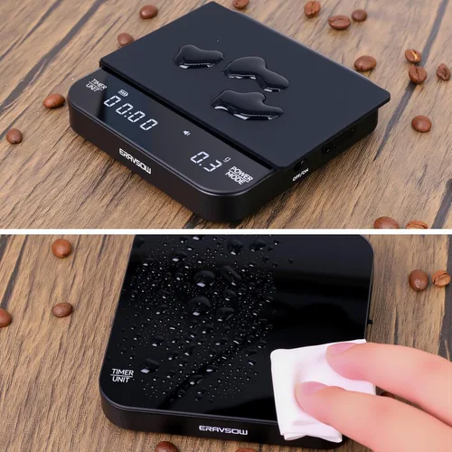 Vista 4 de Báscula de café con temporización automática, mini báscula recargable de espresso con temporizador, báscula de alta precisión de 2kg/0.1g