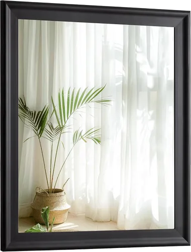 Vista 14 de Espejos redondos de 24 pulgadas, espejo de pared rústico decorativo de transición de nogal oscuro con grano de madera para baño, espejo de tocador