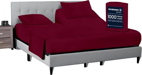 Vista 14 de SGI bedding Sábana Queen de 28" con Parte Superior Dividida Flex Head, 100% Algodón Egipcio, Cuenta de Hilos 1000, Sábana Superior Flex para Cama