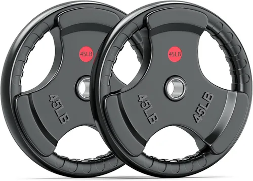 Vista 16 de XDDIAS Placas de peso de goma para barra, placa de agarre olímpico de 2 pulgadas para entrenamiento de fuerza, levantamiento de pesas y culturismo