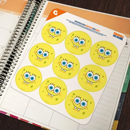 Vista 5 de Bob Esponja Cara Sonriente Planificador Calendario Scrapbooking Artesanía Pegatinas