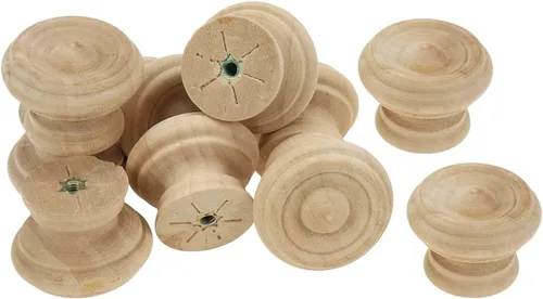 Vista 10 de Bitray - Tiradores de madera con forma de hongo redondo, color marrón claro, 8