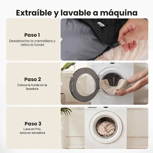 Vista 5 de MIXJOY Cama para Perros de Tamaño Mediano y Pequeño, Cama Lavable para Perros Medianos con Funda Extraíble, Cama Rectangular para Perros de Felpa