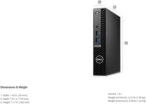 Vista 7 de Dell OptiPlex 7000 7010 Escritorio Intel i5-13500T 16GB RAM 256GB SSD Micro PC, negro (renovado)