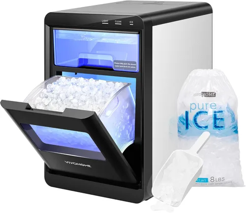 Vista 6 de VIVOHOME Máquina eléctrica para hacer cono de nieve, color plateado, 143 libras/hora con palillo de hielo para uso doméstico y comercial y máquina