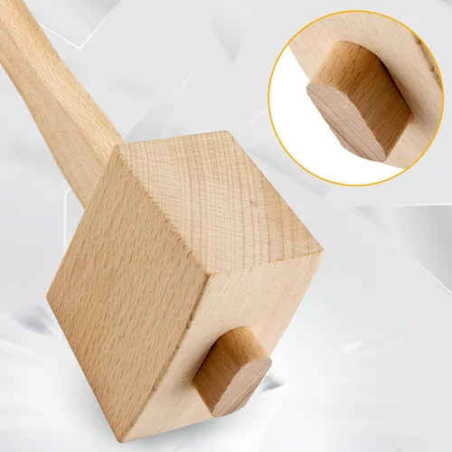 Vista 5 de Hordion 1 martillo de madera de 9.6 pulgadas, martillo de hielo resistente, talla de mazo de haya, herramienta de mano de madera de haya maciza
