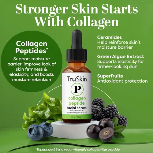 Vista 2 de TruSkin Pro Collagen Multi Peptides Serum para la cara – Suero facial antienvejecimiento con tripéptido-29 y ceramidas – Apoya el colágeno natural