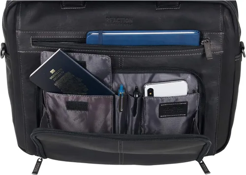 Vista 5 de Kenneth Cole REACTION "Out of the Bag" Manhattan - Bolso bandolera de cuero colombiano para laptop de 15.6" para viajes y negocios
